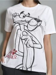 Koszulka The Pink Panther - biały. Białe t-shirty damskie Sinsay, l, bez wzorów, bez kołnierzyka. W wyprzedaży za 19.99 zł.