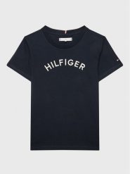 Tommy Hilfiger T-Shirt Arched KS0KS00401 D Granatowy Regular Fit. Niebieskie t-shirty chłopięce Tommy Hilfiger, bez wzorów, z bawełny, bez ramiączek. Za 159.99 zł.