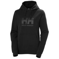 Kurtka dresowa damska z logo Helly Hansen 2.0. Czarne kurtki damskie Helly Hansen, bez wzorów, z dresówki, bez kaptura. Za 369.70 zł.