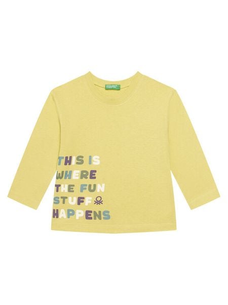 United Colors Of Benetton Bluzka 35RYG10K4 Zielony Regular Fit. Zielone t-shirty chłopięce United Colors Of Benetton, bez wzorów, z bawełny, bez ramiączek. Za 39.99 zł.