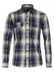 CASAMODA Koszula - Casual fit - w kolorze granatowo-kremowym rozmiar: L. Brązowe koszule męskie CASAMODA, l, bez wzorów, z bawełny, bez kołnierzyka, bez ramiączek. Za 87.99 zł.