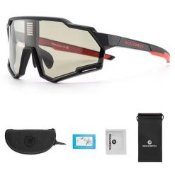 Okulary rowerowe / sportowe inteligentne fotochrom ROCKBROS UV400 14120005001. Brązowe okulary przeciwsłoneczne męskie ROCKBROS, z gumy. Za 569.00 zł.