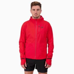 Kurtka przeciwwiatrowa wodoodporna Męska Bieganie MID-ULTRA WINDBREAKER. Czerwone kurtki treningowe męskie BODYCROSS, na zimę, m, bez wzorów, do biegania. Za 640.99 zł.