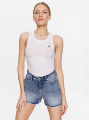 Tommy Hilfiger Top ThxSm WW0WW38987 Biały Slim Fit. Białe topy damskie Tommy Hilfiger, xl, bez wzorów, bez kołnierzyka. Za 279.99 zł.