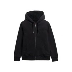 Damska bluza z kapturem zapinana na zamek Superdry Borg. Czarne bluzy sportowe damskie Superdry., bez wzorów, z wełny, bez ramiączek, z kapturem. Za 415.15 zł.