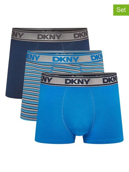 DKNY Bokserki (3 pary) w kolorze granatowo-błękitno-niebieskim rozmiar: M. Niebieskie bokserki męskie DKNY, bez wzorów. Za 87.61 zł.
