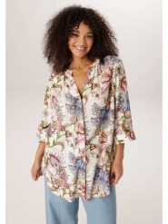 Aniston Bluzka w kolorze różowo-kremowo-błękitnym rozmiar: 44. Brązowe bluzki damskie Aniston, bez wzorów, z wiskozy, bez kołnierzyka, bez ramiączek. Za 173.99 zł.