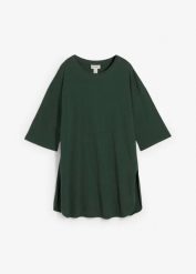 Długa koszulka oversize z czystej bawełny organicznej. Zielone bluzki damskie bonprix, bez wzorów, z bawełny, bez kołnierzyka. Za 64.99 zł.