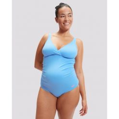 Damski kostium kąpielowy 1-częściowy Speedo V Neck Maternity U Back. Niebieskie stroje jednoczęściowe damskie Speedo, l, bez wzorów, moda ciążowa. Za 259.00 zł.