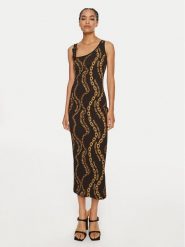 Versace Jeans Couture Sukienka codzienna 77HAO978 Czarny Slim Fit. Czarne sukienki damskie Versace Jeans Couture, na co dzień, bez wzorów, z bawełny, bez kołnierzyka, bez ramiączek, proste. Za 849.99 zł.