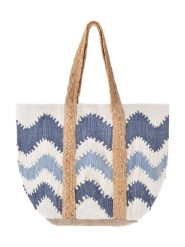 BLE Shopper bag w kolorze biało-niebieskim - 40 x 31 cm rozmiar: onesize. Białe shopper bag damskie BLE, bez wzorów, z materiału, na ramię, bez dodatków. Za 80.52 zł.