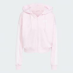 Bluza z kapturem Essentials 3-Stripes French Terry Full-Zip. Białe bluzy z kapturem damskie Adidas, s, z materiału. Za 259.00 zł.