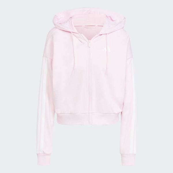 Bluza z kapturem Essentials 3-Stripes French Terry Full-Zip. Białe bluzy z kapturem damskie Adidas, xs, z materiału. Za 259.00 zł.