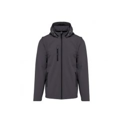 Kurtka 3-warstwowa z kapturem i odpinanymi rękawami Kariban Softshell. Szare kurtki damskie KARIBAN, l, bez wzorów, z elastanu, z kapturem. Za 337.00 zł.