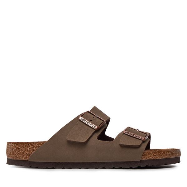 Klapki Birkenstock. Brązowe klapki i japonki męskie Birkenstock, z nubiku. Za 329.99 zł.