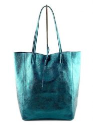 Marlon Skórzany shopper bag w kolorze turkusowym - 37 x 40 x 12 cm rozmiar: onesize. Niebieskie shopper bag damskie Marlon, bez wzorów, z materiału, na ramię, bez dodatków. Za 218.95 zł.