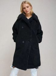 Monki Płaszcz pluszowy w kolorze czarnym rozmiar: XL. Czarne płaszcze damskie Monki, xl, bez wzorów. Za 146.95 zł.