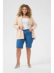 KAFFE curve Kurtka koszulowa w kolorze beżowym rozmiar: 46. Brązowe kurtki damskie KAFFE curve, bez wzorów, z bawełny, bez kaptura. Za 208.99 zł.