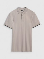4F Koszulka polo regular męska - szara M. Szare koszulki polo męskie 4f, m, bez wzorów, z bawełny, bez ramiączek. Za 89.99 zł.