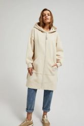 Bluza oversize z kapturem beżowa. Brązowe bluzy z kapturem damskie MOODO, m, z bawełny. W wyprzedaży za 89.99 zł.