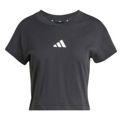 Koszulka Adidas Sport W Fi Sl Bb Tee Damskie. Czarne bluzki sportowe damskie Adidas, l, z bawełny, bez kołnierzyka, bez ramiączek. Za 133.85 zł.