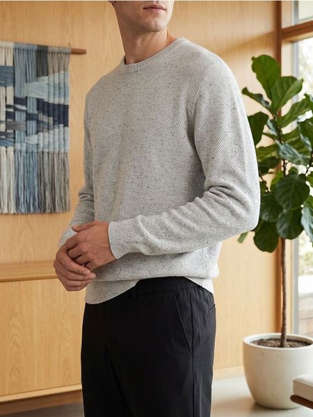 Bawełniany sweter basic - szary. Szare swetry męskie Sinsay, l, bez wzorów, z bawełny, bez kołnierzyka. Za 49.99 zł.