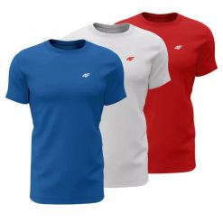 T-shirt męski (ZESTAW KOSZULEK 3 SZT.) 4F 4FWSS26TTSHM4482. T-shirty męskie 4f, m, bez wzorów, z bawełny, bez kołnierzyka. Za 159.99 zł.