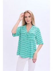 Marks & Spencer Bluzka w kolorze zielono-białym rozmiar: 36. Zielone bluzki damskie Marks & Spencer, bez wzorów, z wiskozy, bez kołnierzyka, bez ramiączek. Za 83.62 zł.