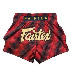 Spodenki Muay Thai Sześciany Fairtex BS1919 Czerwone/Czarne S. Czerwone szorty męskie FAIRTEX, bez kołnierzyka. Za 279.00 zł.