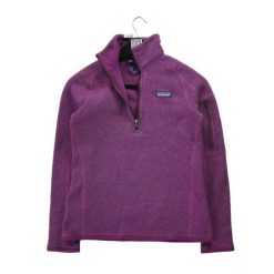 Second life - Lepszy Sweter Damski z Polarowym Kołnierzem - Jak nowy. Fioletowe swetry klasyczne damskie Patagonia, z polaru, bez kołnierzyka. Za 253.76 zł.