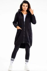 Długa bluza damska z kapturem i kieszeniami czarna. Czarne bluzy z kapturem damskie Infinite You, l, z bawełny. Za 299.00 zł.