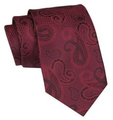 Klasyczny Krawat Męski - ALTIES - Ciemna Czerwień, Paisley. Czerwone krawaty i muchy męskie Alties, bez wzorów, z tkaniny, eleganckie. Za 49.00 zł.