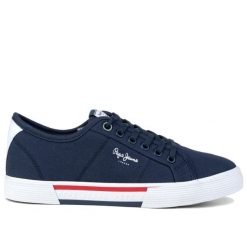 Buty męskie trampki sportowe Pepe Jeans BRADY MEN BASIC. Niebieskie trampki i tenisówki męskie Pepe Jeans, bez wzorów, z jeansu, przed kostkę, bez zapięcia. Za 199.00 zł.