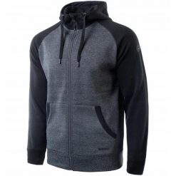 Rozpinana bluza z kapturem dla mężczyzn Hi-tec Selan. Szare bluzy sportowe męskie Hi-tec, bez wzorów, sportowe, bez kołnierzyka, bez ramiączek. W wyprzedaży za 119.99 zł.