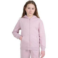 Bluza dla dziewczynki 4F - z kapturem, zamek, 2 kieszenie. Czerwone bluzy z kapturem damskie 4f, uniwersalny, z bawełny. Za 81.99 zł.