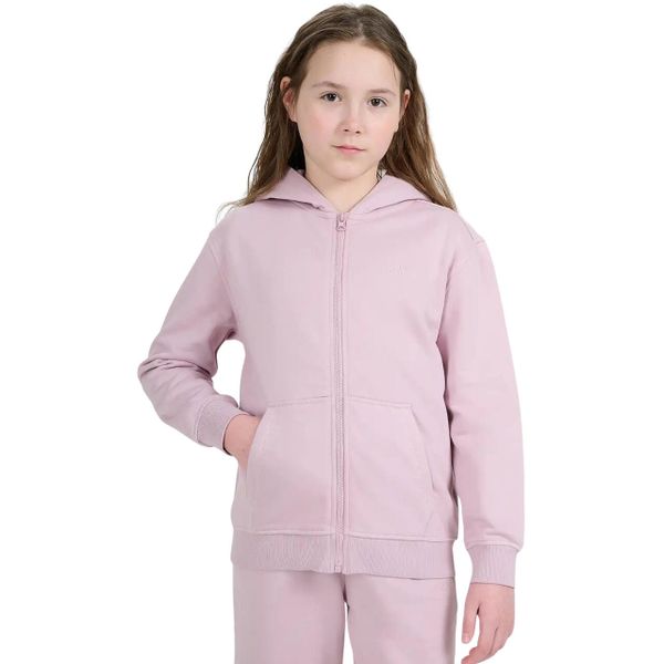 Bluza dla dziewczynki 4F - z kapturem, zamek, 2 kieszenie. Czerwone bluzy z kapturem damskie 4f, uniwersalny, z bawełny. Za 81.99 zł.