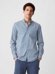 GAP Koszula - Slim fit - w kolorze niebiesko-białym rozmiar: XS. Niebieskie koszule męskie GAP, xs, bez wzorów, bez kołnierzyka, bez ramiączek. Za 70.41 zł.