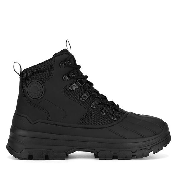 Trzewiki Hunter. Czarne botki damskie Hunter, bez obcasa, na płaskiej podeszwie, bez zapięcia. Za 629.99 zł.