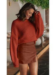 LA Angels Sweter w kolorze czerwonobrązowym rozmiar: M. Brązowe golfy damskie LA Angels, m, bez wzorów, bez ramiączek. Za 127.35 zł.
