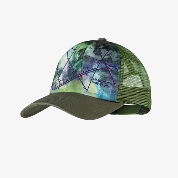 Czapka z daszkiem Unisex Buff Trucker Cap. Niebieskie czapki męskie Buff, na lato, bez wzorów, z materiału, sportowe. Za 109.99 zł.