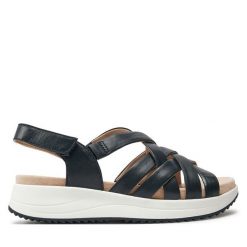 Sandały Caprice. Niebieskie sandały damskie Caprice, bez wzorów, bez obcasa, na płaskiej podeszwie. Za 339.99 zł.