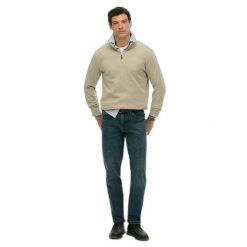 Sweter z prążkowanego materiału z zamkiem na szyi Superdry. Zielone swetry męskie Superdry., na zimę, m, bez wzorów, prążkowane, bez kołnierzyka. Za 284.00 zł.