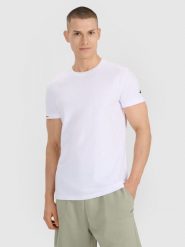 4F T-shirt regular gładki męski - biały XL. Białe t-shirty męskie 4f, m, bez wzorów, z bawełny, bez kołnierzyka. Za 59.99 zł.