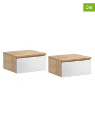 IDOMYA Essentials Stoliki nocne (2 szt.) "Tom" w kolorze jasnobrązowo-białym - 40 x 18 x 30 cm rozmiar: onesize. Białe koszule nocne damskie IDOMYA Essentials, bez wzorów, z materiału. Za 217.99 zł.