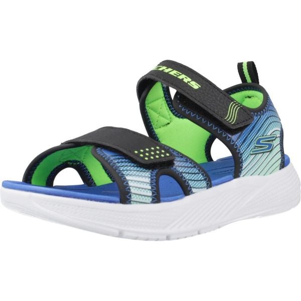 Sandały SKECHERS MICROSPEC-SPLASH Niebieski. Czarne sandały damskie Skechers, bez wzorów, z materiału, bez obcasa. Za 179.00 zł.