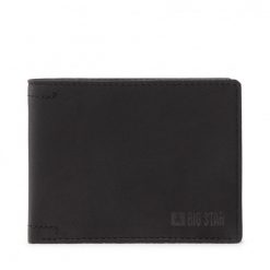 Portfel męski Big Star Kk675004 Bk. Czarne portfele męskie Suzana, bez wzorów, ze skóry ekologicznej. Za 129.00 zł.