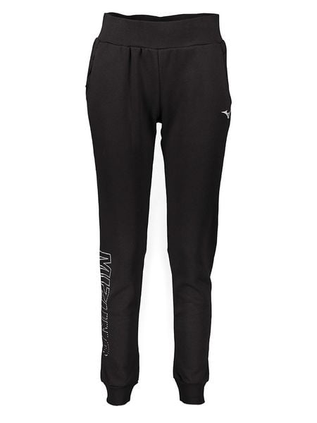 Mizuno Spodnie dresowe "Mizuno" w kolorze czarnym rozmiar: XS. Czarne spodnie dresowe damskie Mizuno, xs, bez wzorów, z dresówki. Za 43.88 zł.