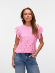 Vero Moda Koszulka "Tassa" w kolorze różowym rozmiar: XL. Różowe t-shirty damskie Vero Moda, xl, bez wzorów, bez kołnierzyka. Za 70.24 zł.