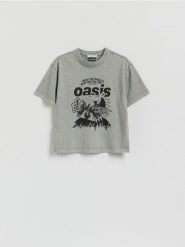 T-shirt Oasis - ciemnoszary. Szare t-shirty damskie Reserved, l, bez wzorów, z bawełny, bez kołnierzyka. Za 79.99 zł.
