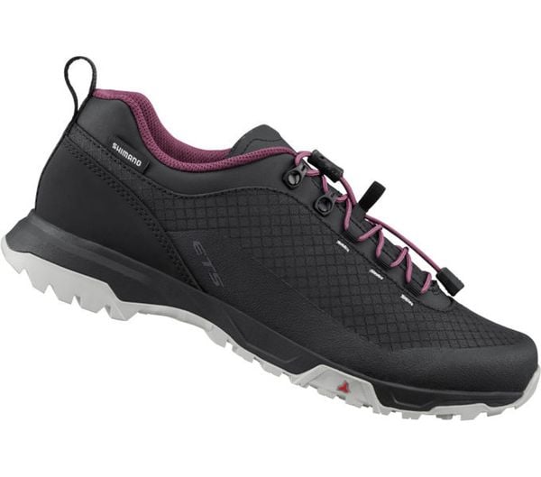Kobiety - Buty kolarskie ET501W. Czarne buty sportowe na co dzień damskie SHIMANO, bez wzorów, z gumy, rowerowe. Za 419.99 zł.